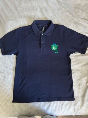 Vintage Navy Polo Shirt by Beams with Green Bear Music Patch